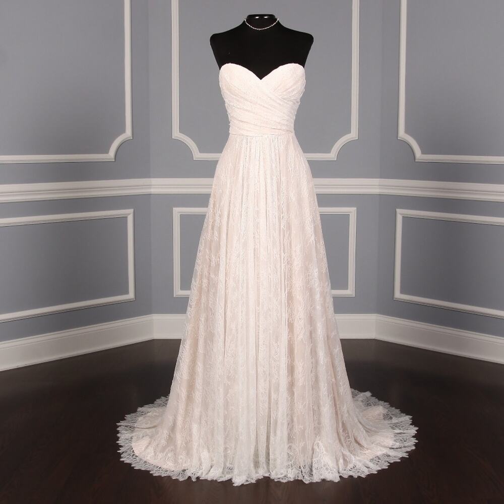 ROMONA KEVEZA L7128 Ivory Blush Strapless Lace Wedding Dress Legends Gown